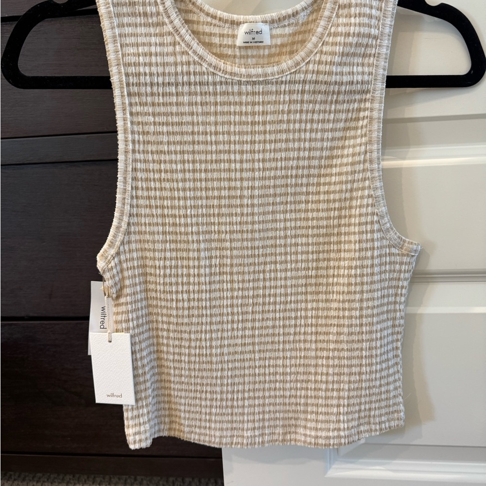 Aritzia Wilfred Beige gingham Women's Top
